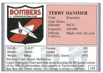 1992 AFL Regina #119 Terry Daniher Back